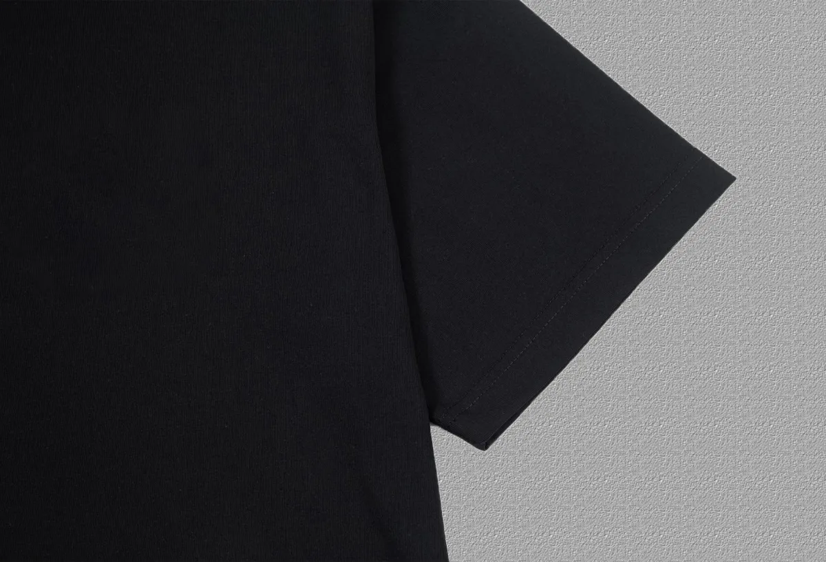 🅿️170 [CH Crow Heart] 2025FW short-sleeved T-shirt, letter LOGO printing, high-end 26s double yarn 300g fabric, heavy fabric, custom stretcher rib, same vat and dye, complete three standards, same style for men and women, color: black, white, size: S M L XL 2XL